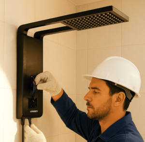 Engenheiro instalando um Chuveiro Elétrico