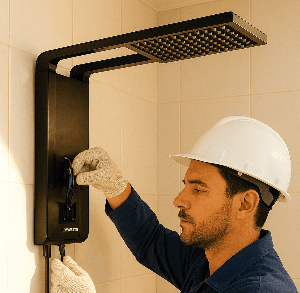 Engenheiro instalando um Chuveiro Elétrico